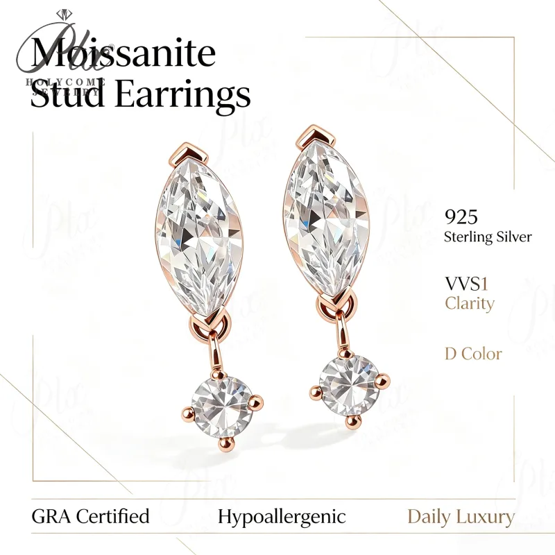 Earrings - Moissanite 2CT D Color VVS1 S925 GRA