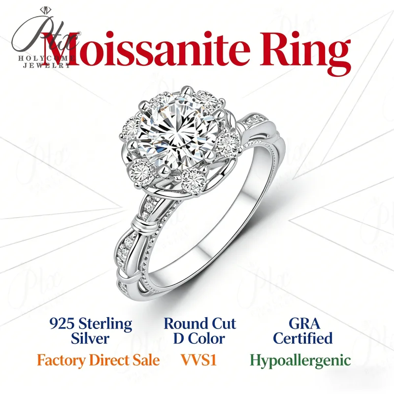 Ring - Moissanite 1CT D Color VVS1 S925 GRA | 